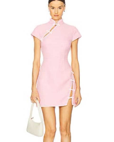 Sau Lee Pink Ada Tweed Asian Dress XS/S - Image 5