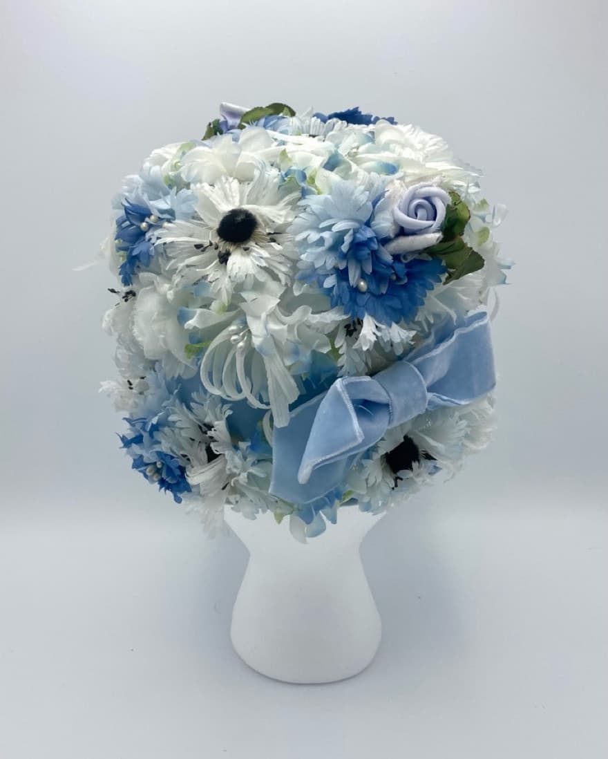 Vintage Blue Multi Flowers All Over Hat - Image 4