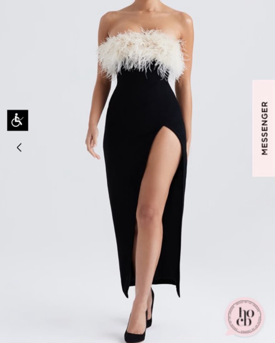 House Of Cb Black Feather Dress - Image 2