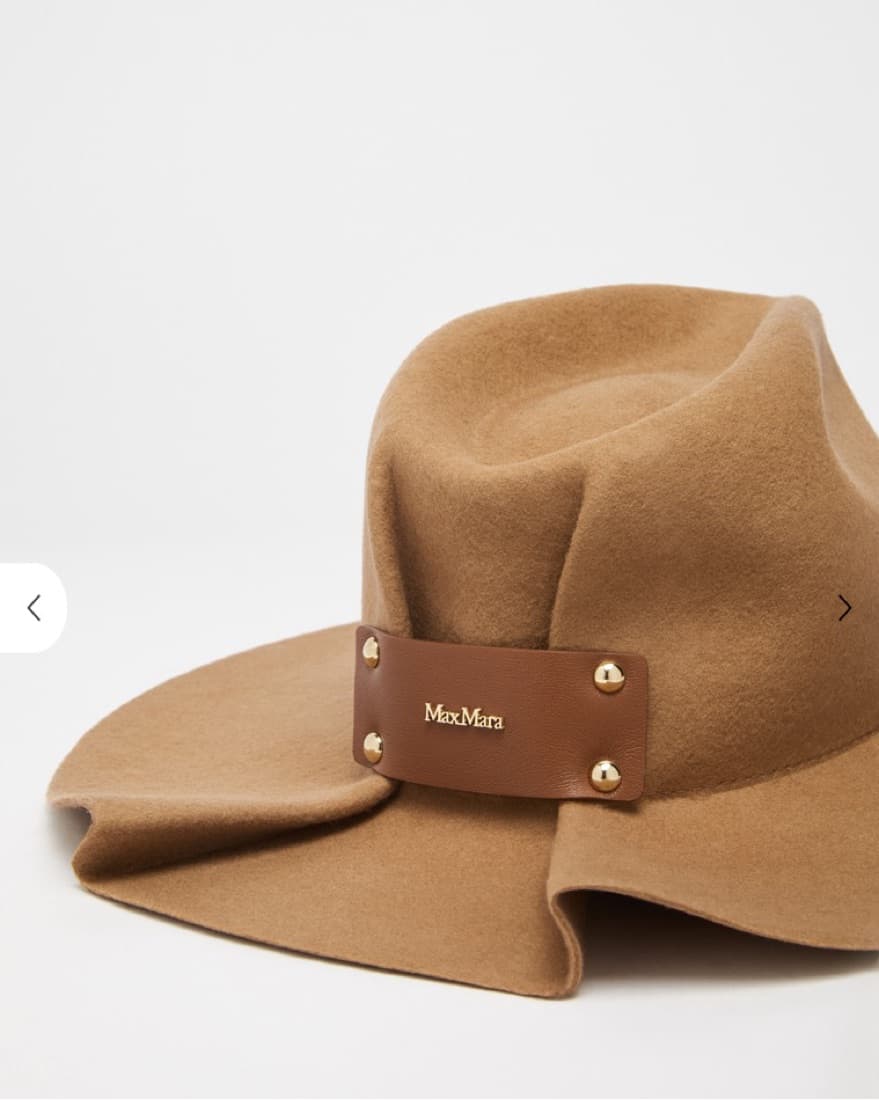 Max Mara Tan Wool Felt Wide-Brim Hat - Image 3