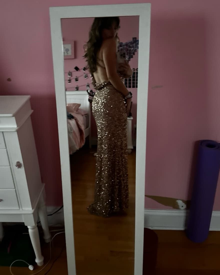 Camille La Vie Gold Sequin Gown - Image 3