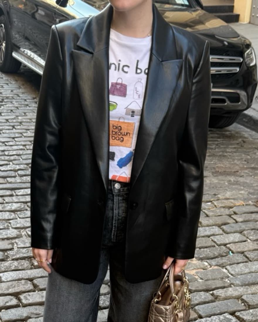 Alice + Olivia Denny Faux Leather Blazer - Image 1