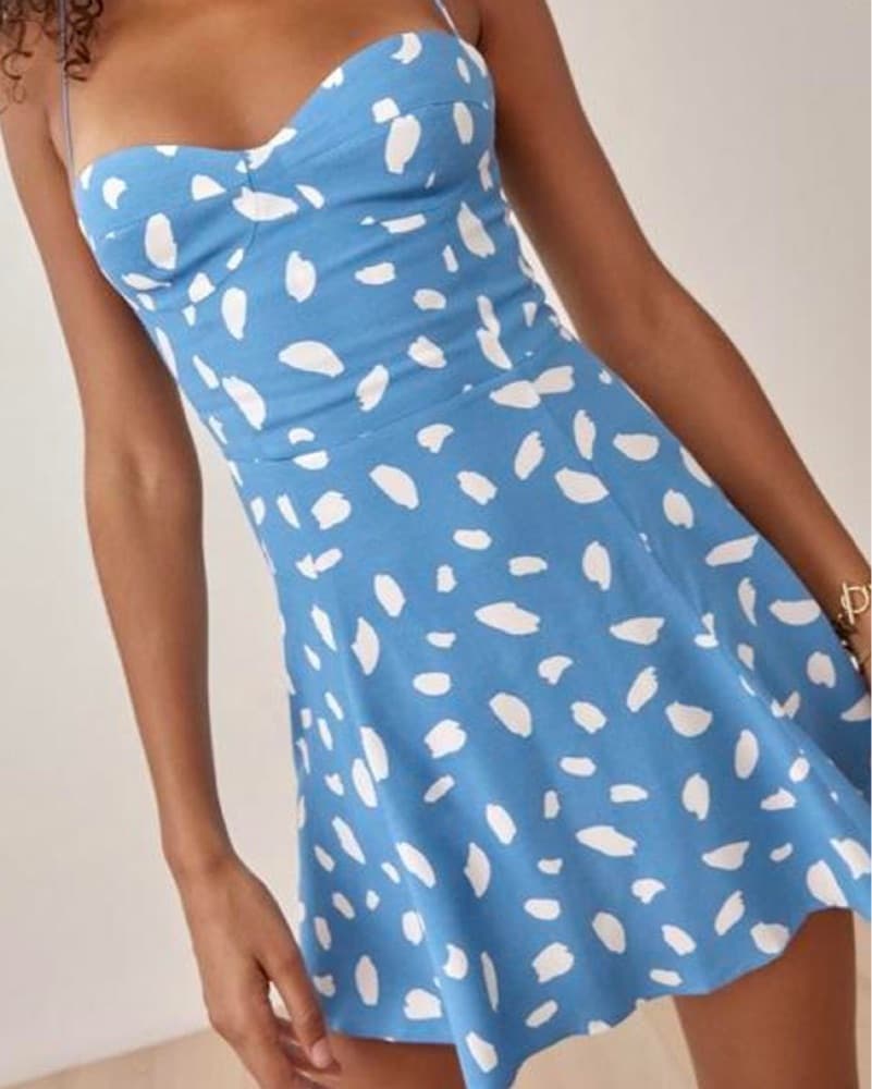 Reformation blue print ruched dress  - Image 2