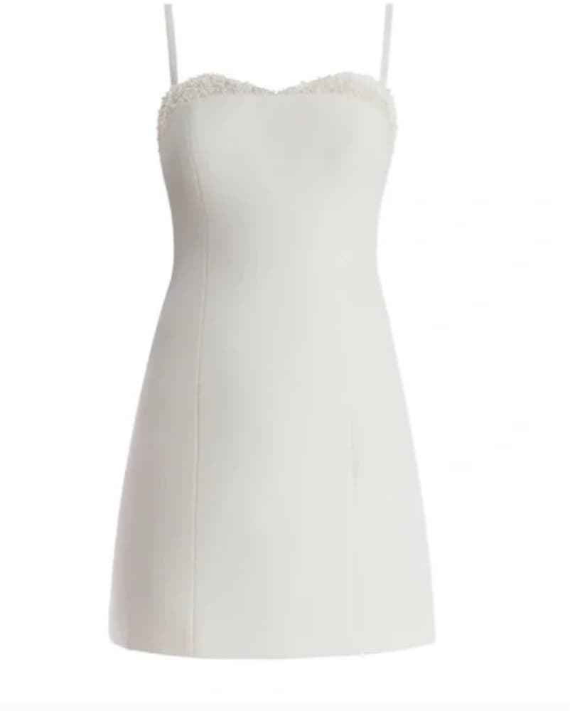 BCBG Frankie Mini White Dress Pearl Top - Image 2