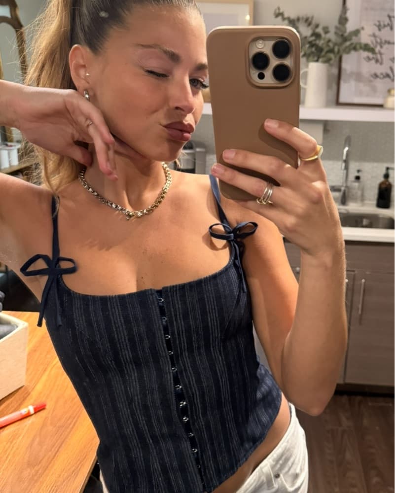 Revolve/Lioness Navy Striped Corset Top - Image 3