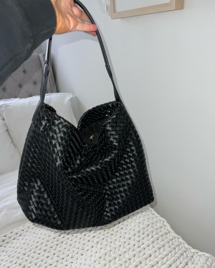 Vegan Leather Woven Tote  - Image 1