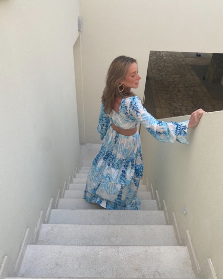 Blue Long Sleeve Maxi Dress - Image 3