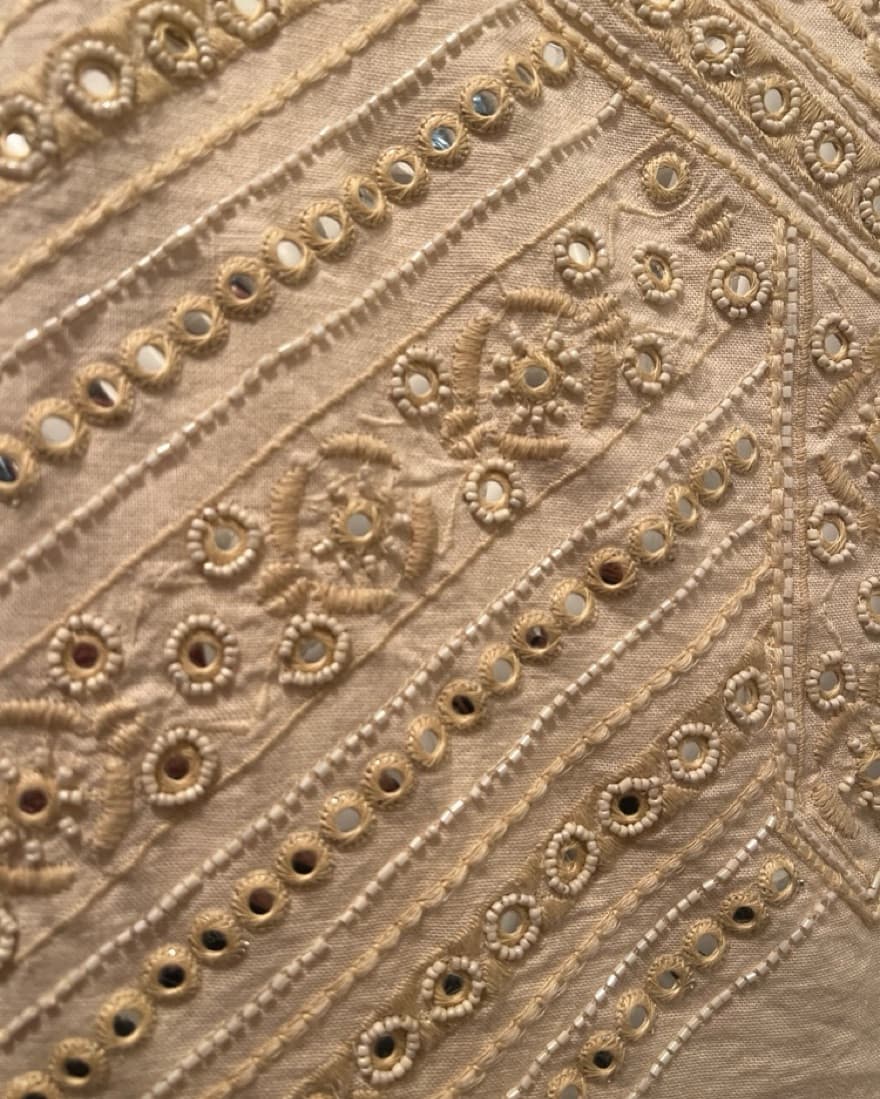 Zara Cream Beaded Mini Skirt - Image 2
