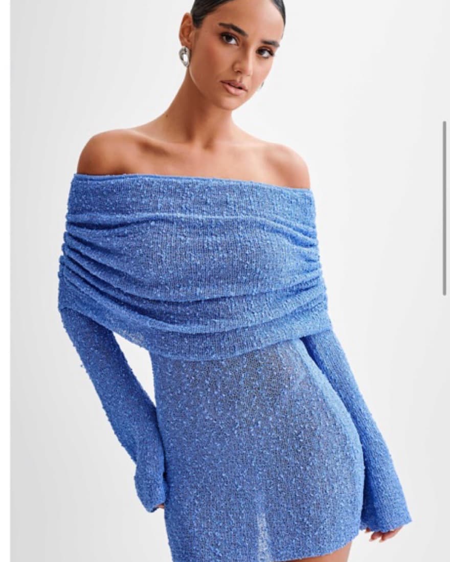 Marisol Off Shoulder Boucle Mini Dress - - Image 3