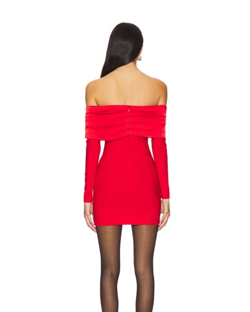Vibrant Red Off-the-Shoulder Dress - Image 2