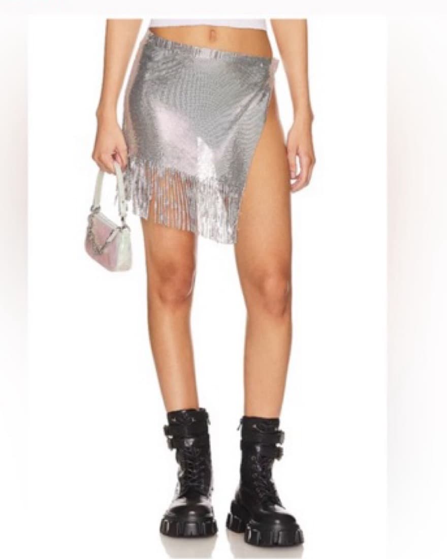 Superdown Silver Chainmail Skirt - Image 4