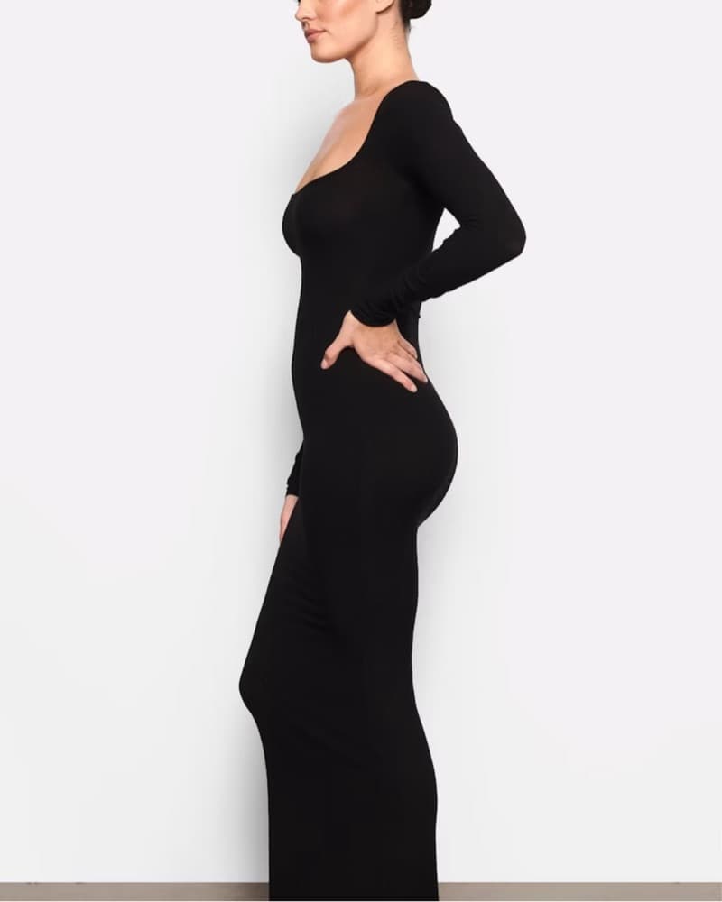 Skims Black Cotton Maxi Dress - Image 2