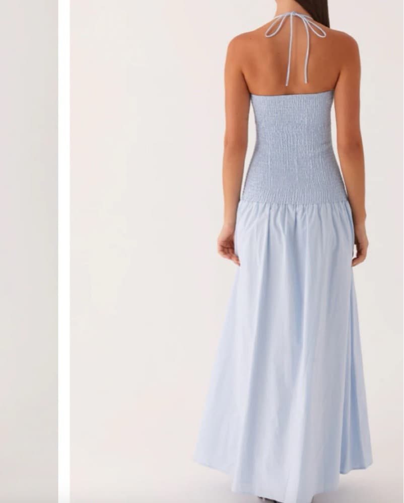 Elegant Blue Smocked Maxi Dress - Image 3