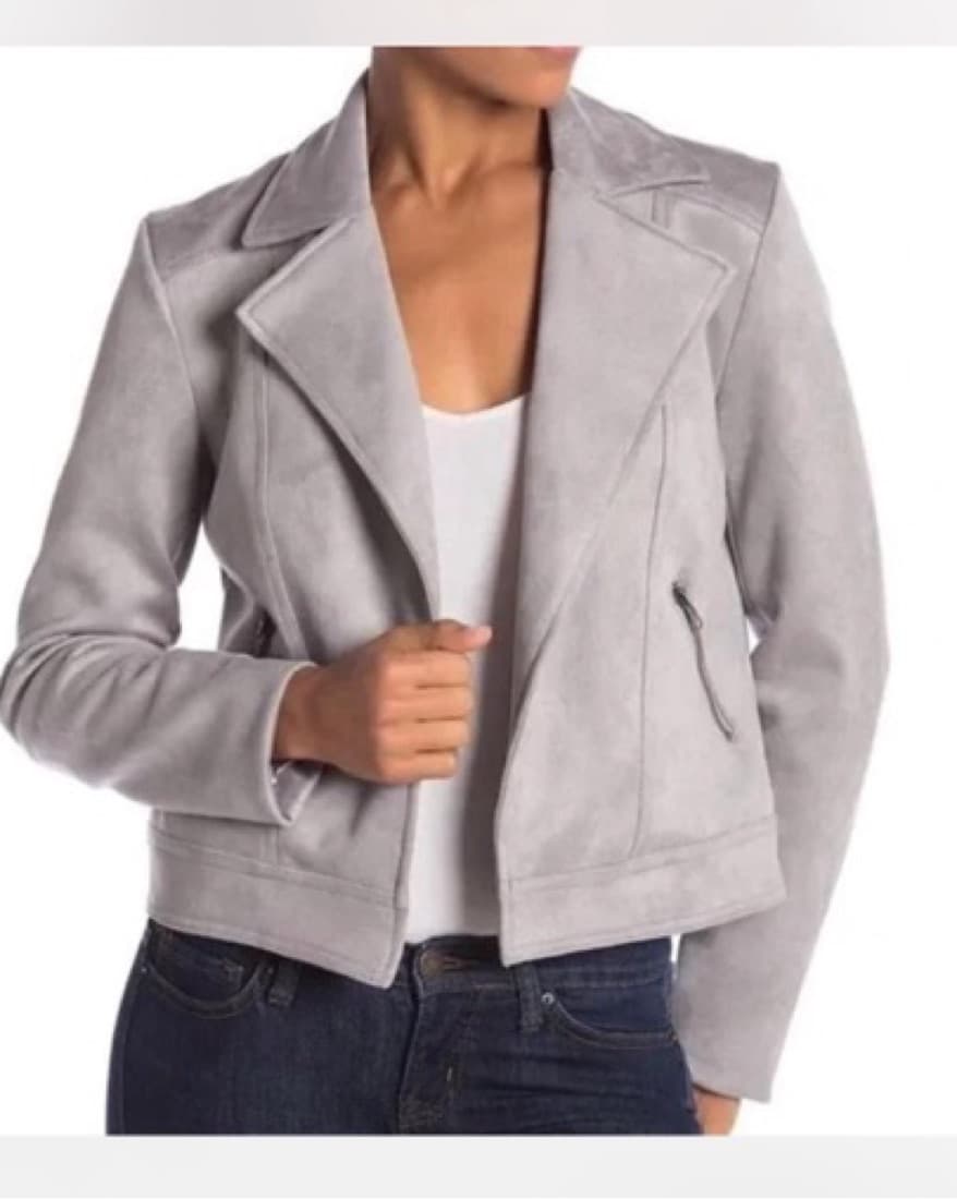 Philosophy Gray Faux Suede Moto Jacket - Image 1