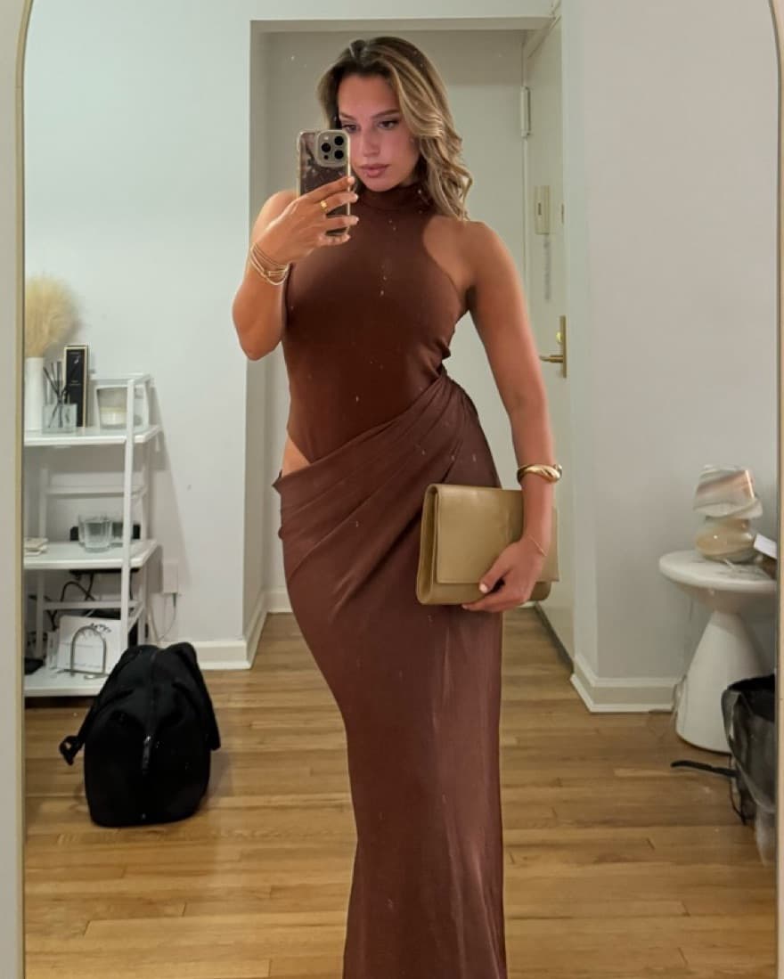 Estrella Maxi Dress in Nutshell Brown - Image 3