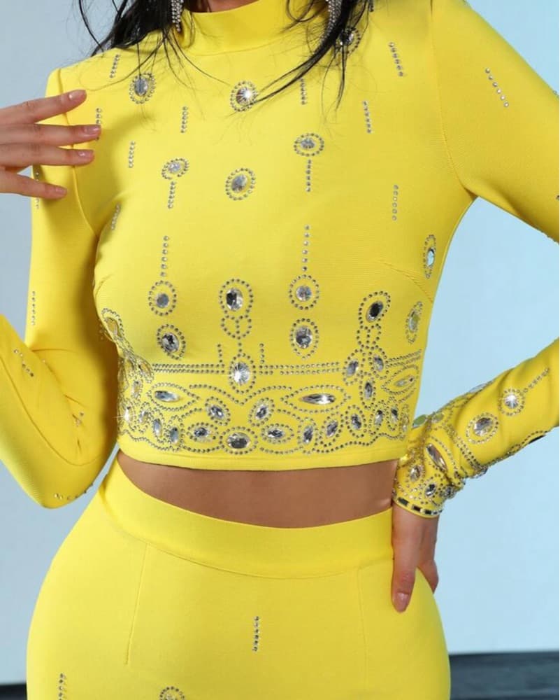 Yellow Diamond Skirt Set - Image 2