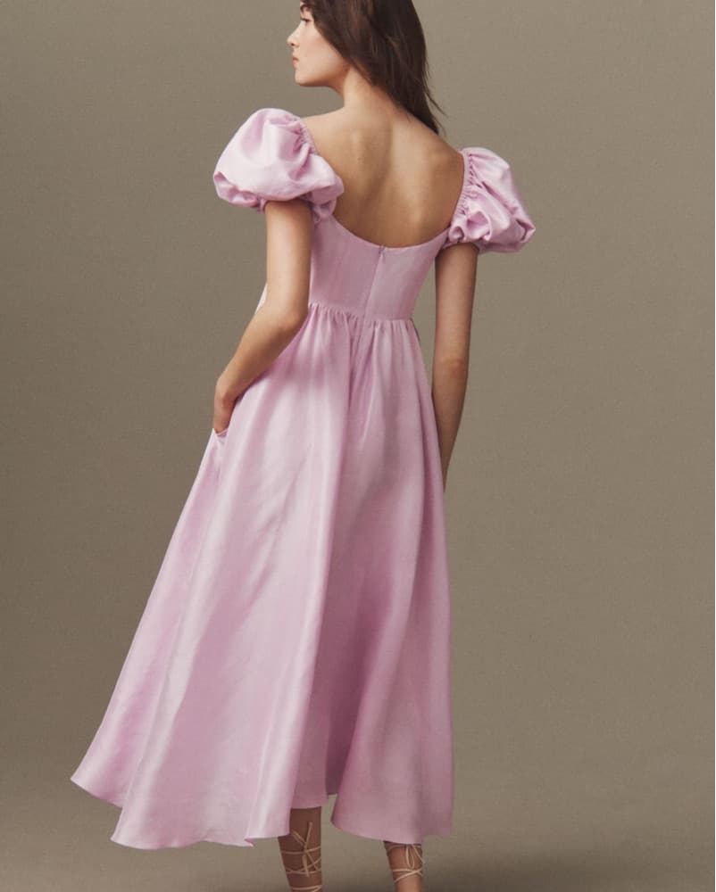 Azeeza Rory Silk Puff Sleeve Dress - Image 5