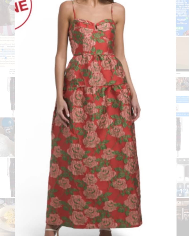 Vibrant Floral Jacquard Maxi Dress - Image 2