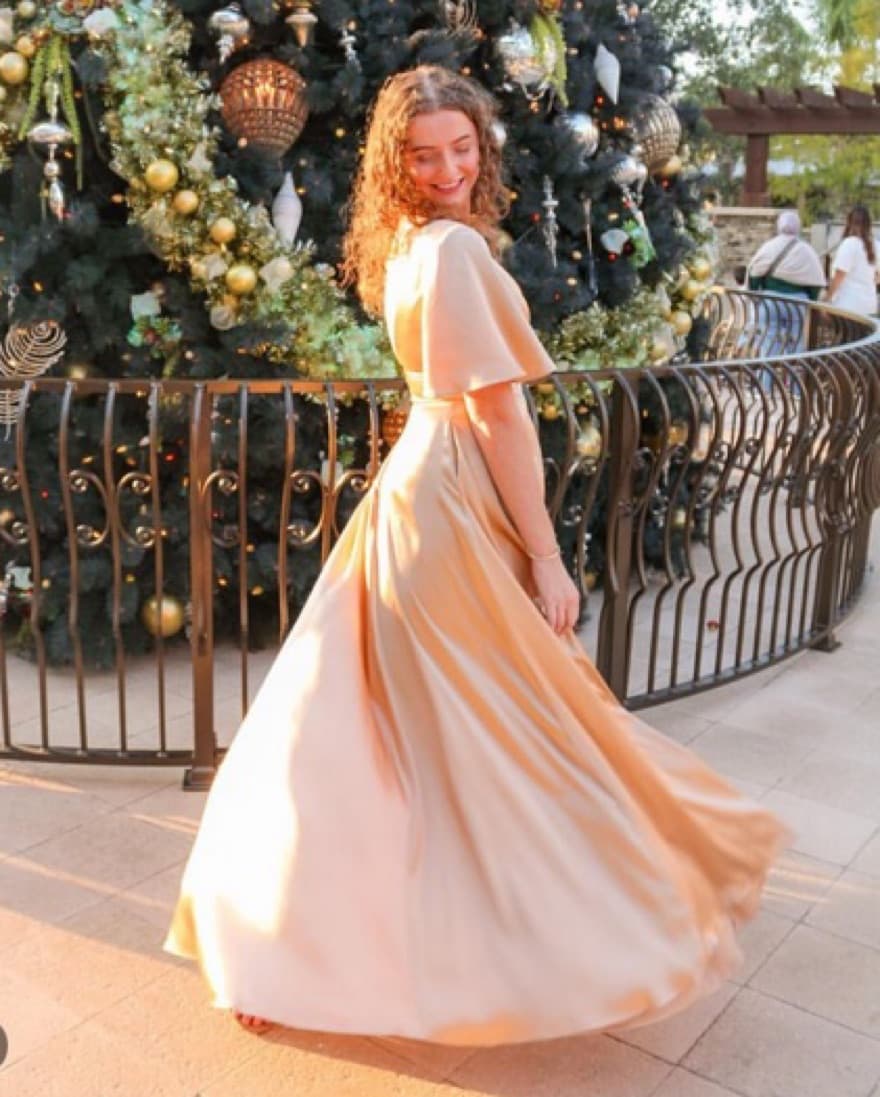 Davids Bridal Gold Satin Gown - Image 1