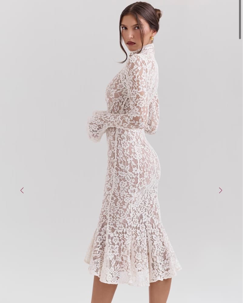 Lace Fitted Midi Dress - Image 5