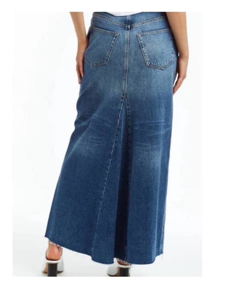 Tractr Denim Maxi Skirt with Slit - Image 4