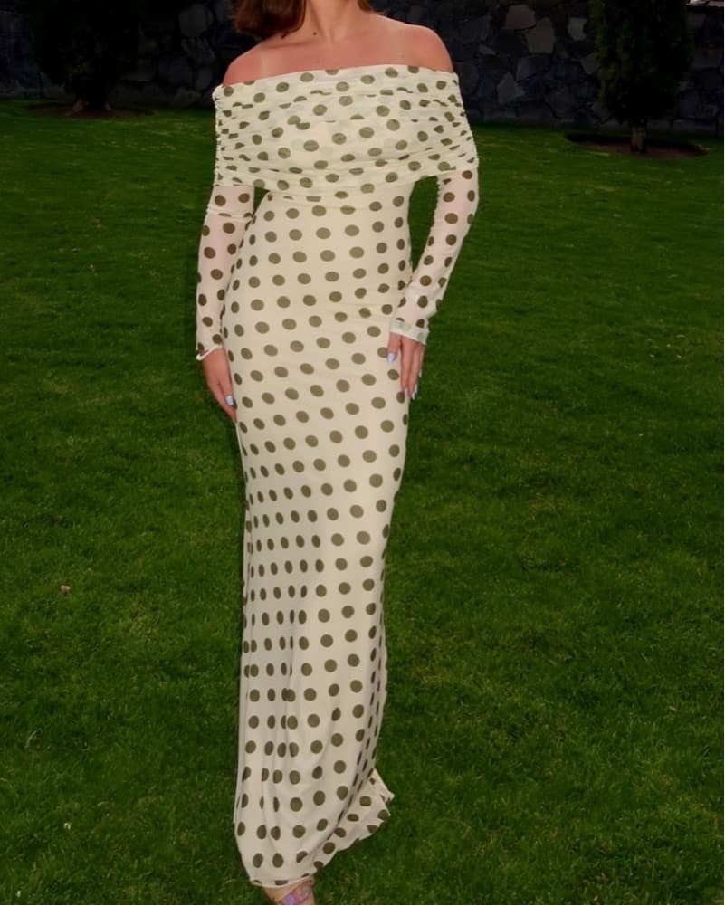 Elegant Polka Dot Maxi Dress - Image 3