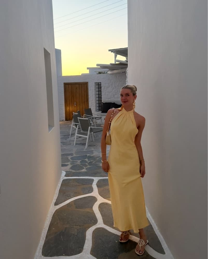 Zara Yellow Low Back Halter Dress  - Image 3