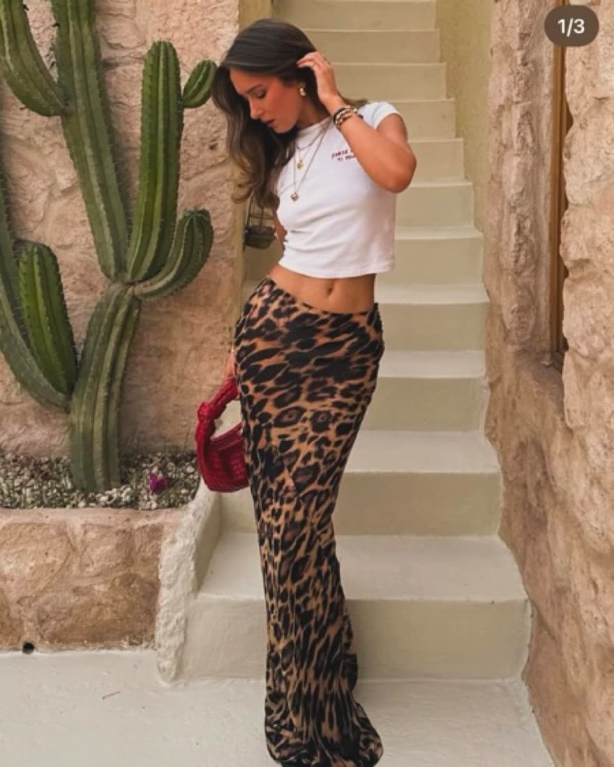 Fitted Leopard Print Maxi Skirt - Image 2