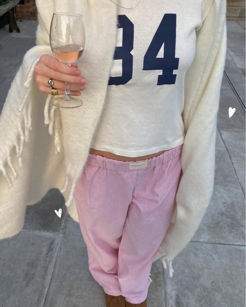 Pink And White Striped Linen Pants - Image 3