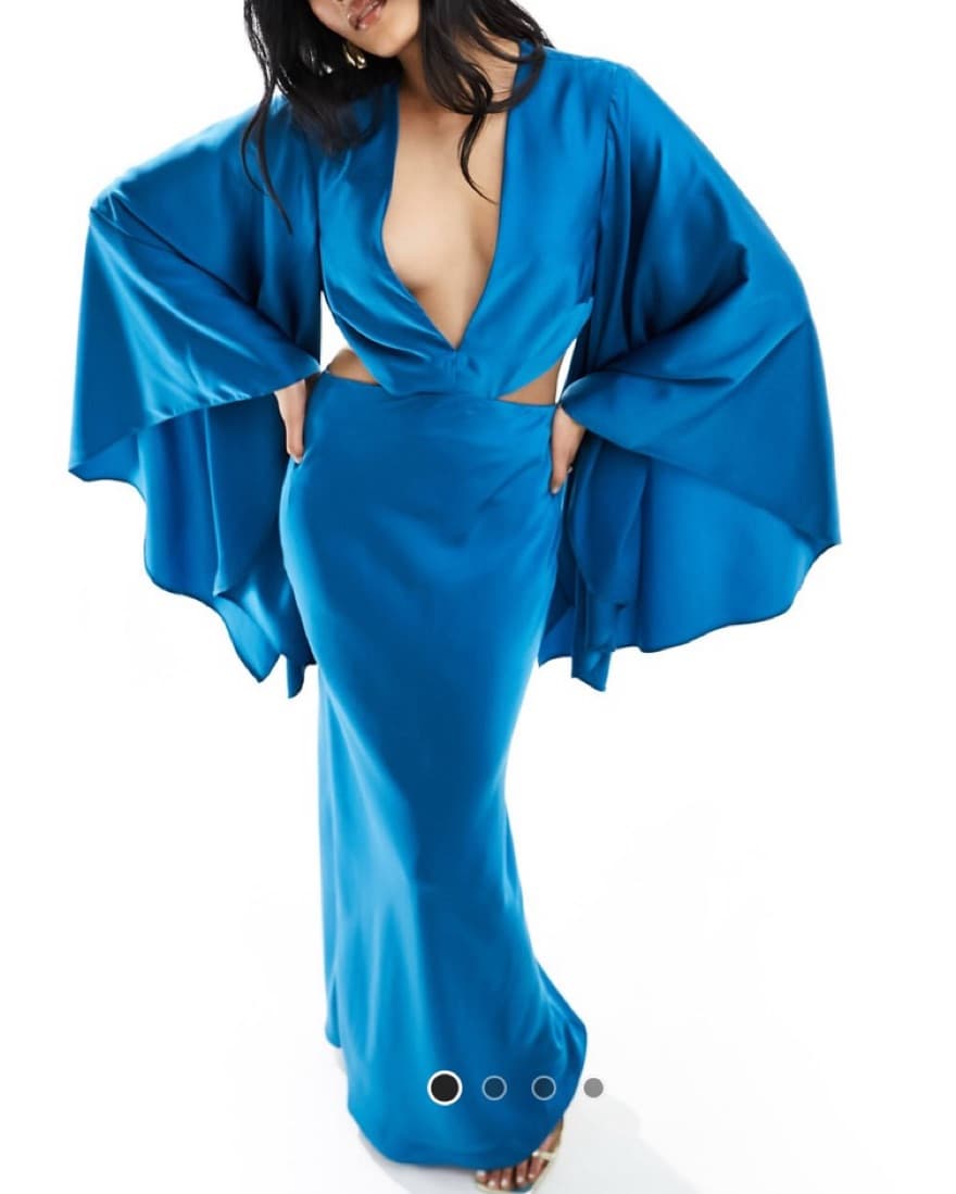Backless Satin Gown - Blue - Image 1