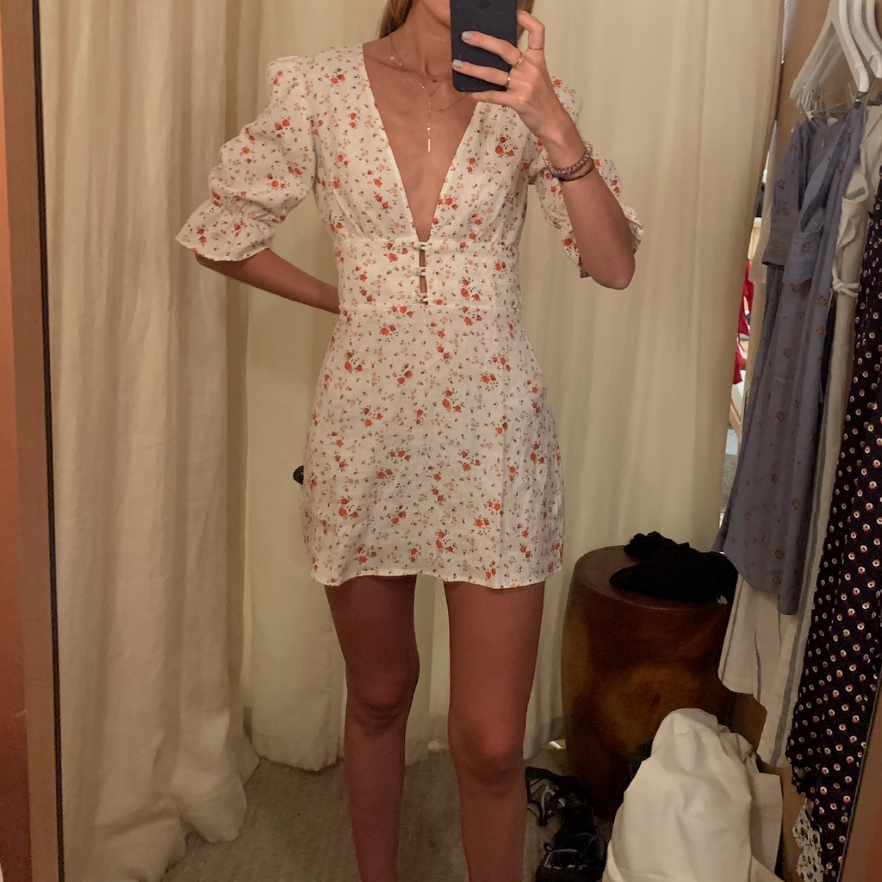 Reformation Linen Mini Floral Dress - Image 2