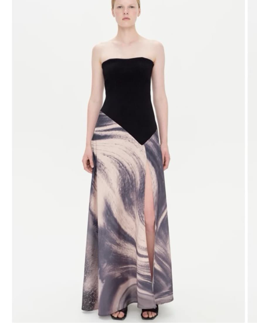SIMKHAI Kory Bustier Dress - Black Print - Image 1