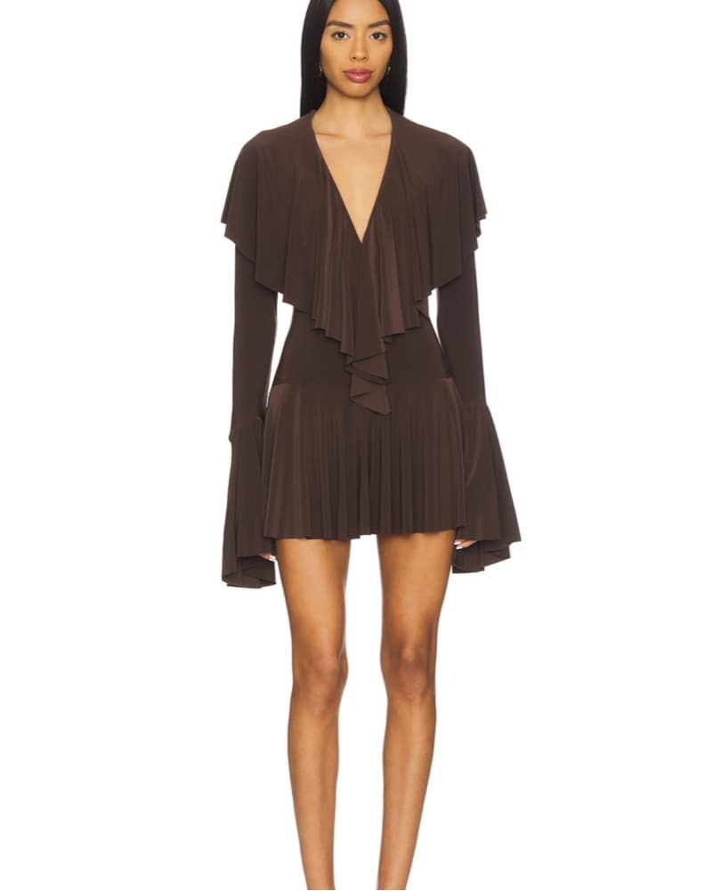 Norma Kamali Long Sleeve Ruffle Mini - Image 1