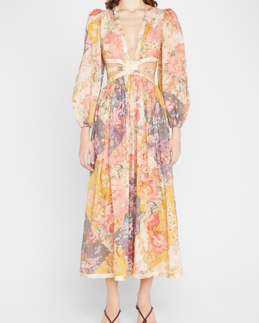 ZIMMERMANN Pattie Floral Patchwork Midi - Image 1
