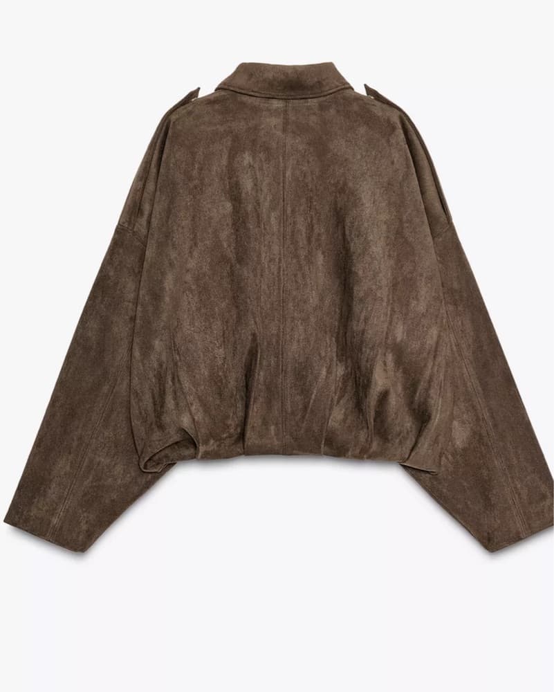 Zara faux suede chocolate brown jacket - Image 3
