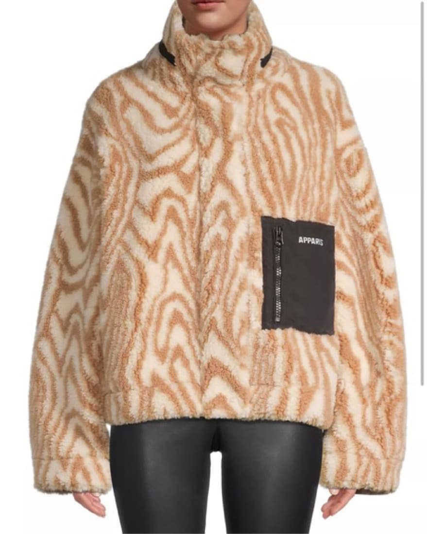 Apparis Camel Swirl Shearling Jacket - Image 4