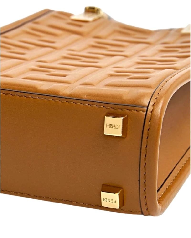 FENDI Sunshine Shopper Brown Tan Handbag - Image 6