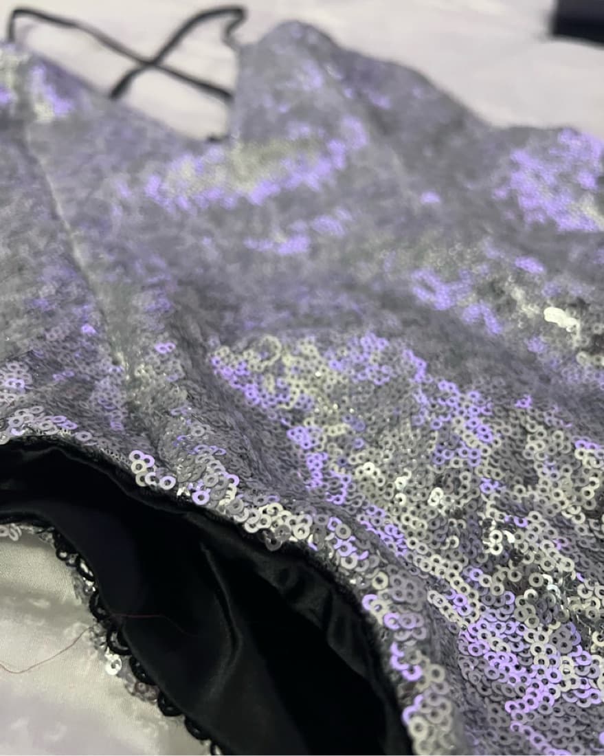 For Love & Lemons Silver Sequin Bodysuit - Image 4