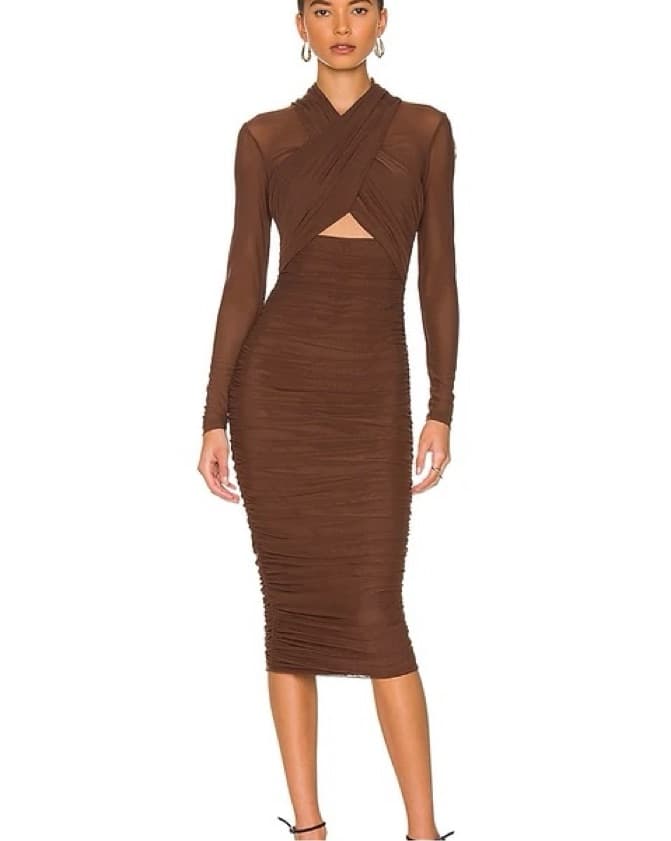 Bardot Aliyah Dress in Chocolate - Image 1