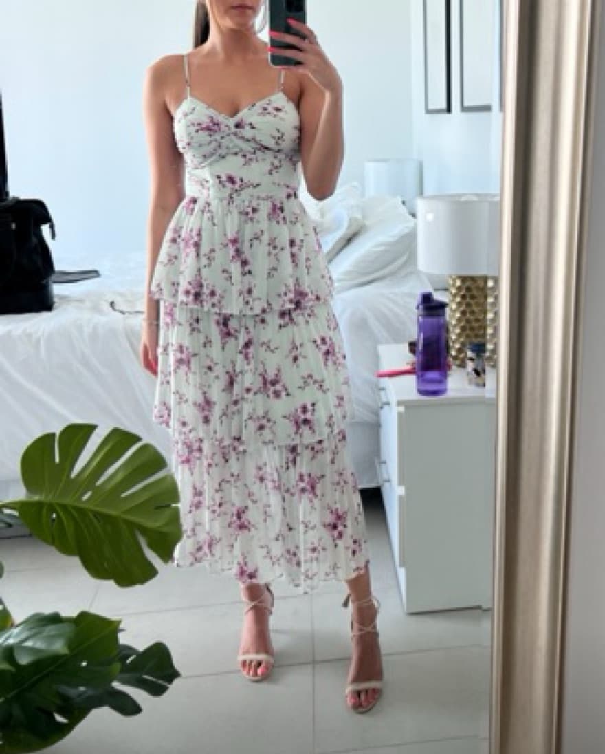 ML Monique Lhuillier Floral Tiered Dress - Image 2