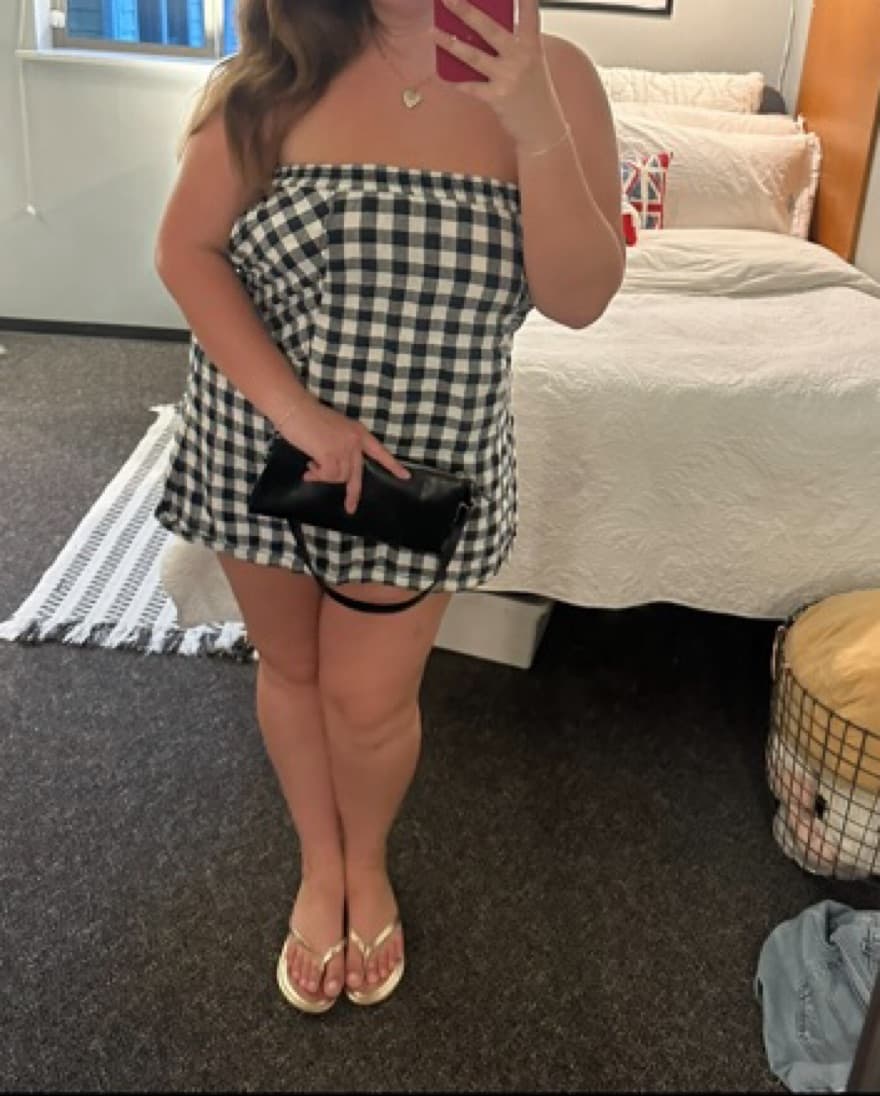 GINGHAM MINI LINEN DRESS - Image 1