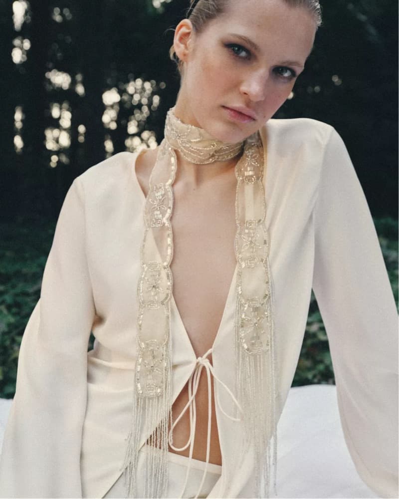 Elegant Fringe and Crystal Scarf - Image 1