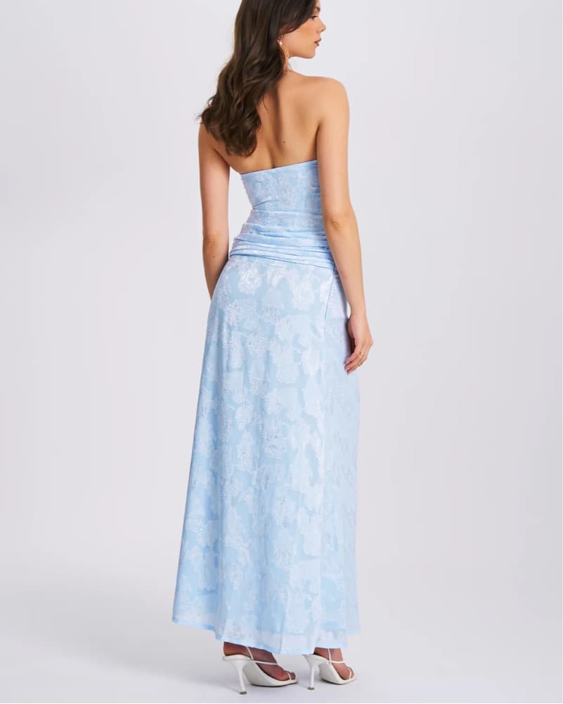 Xatia Baby Blue Jacquard Dress - Image 3