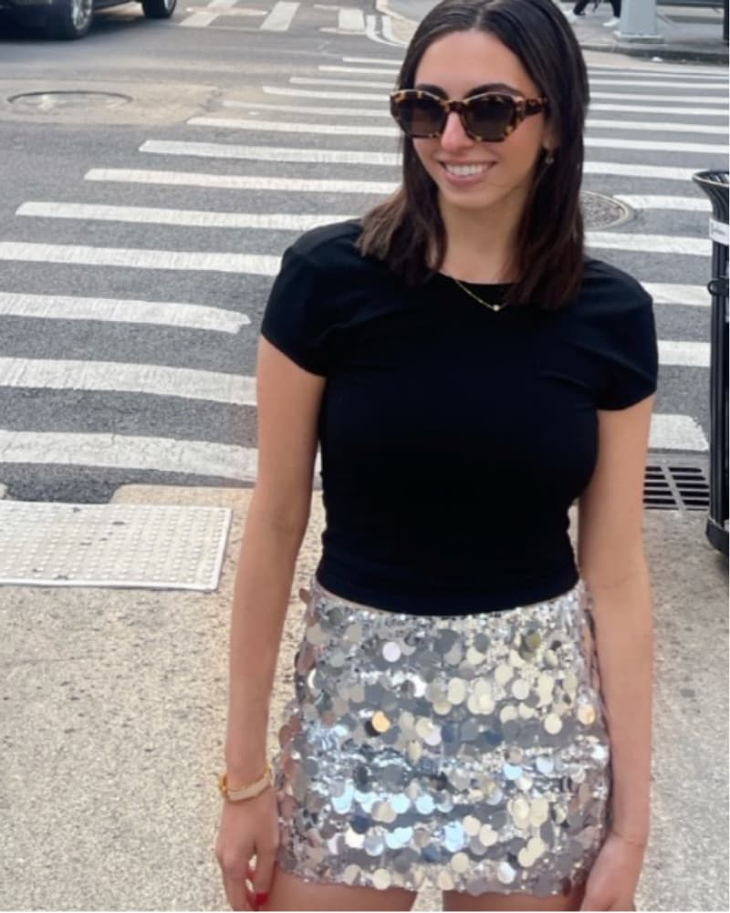 Sparkling Silver Sequin Mini Skirt - Image 1