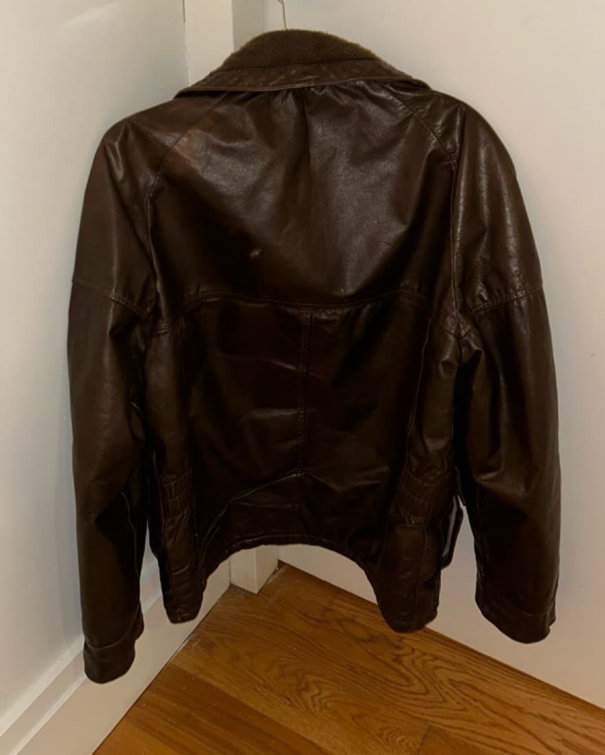 Vintage Brown Leather Jacket Lined - Image 2