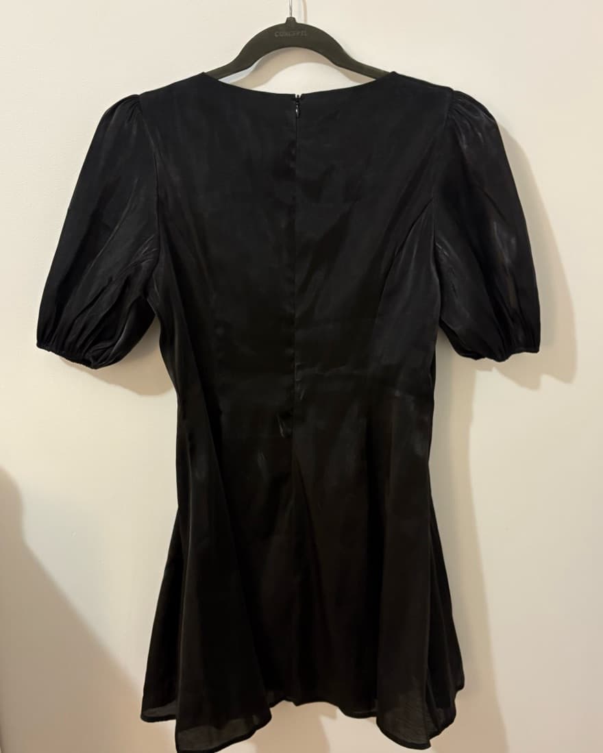 Black Puff Sleeve Mini Dress - Image 2