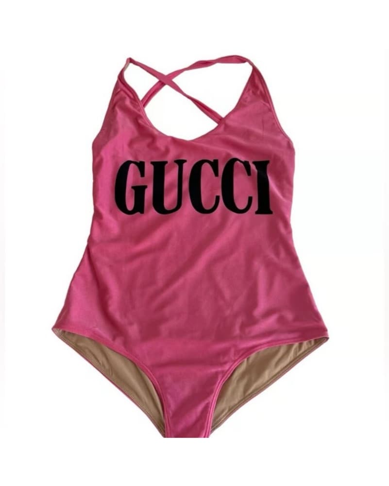 Pink Gucci Logo Swimsuit - Image 2