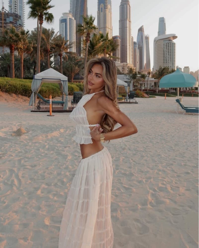 Two Piece Halter Maxi Skirt White Set - Image 3