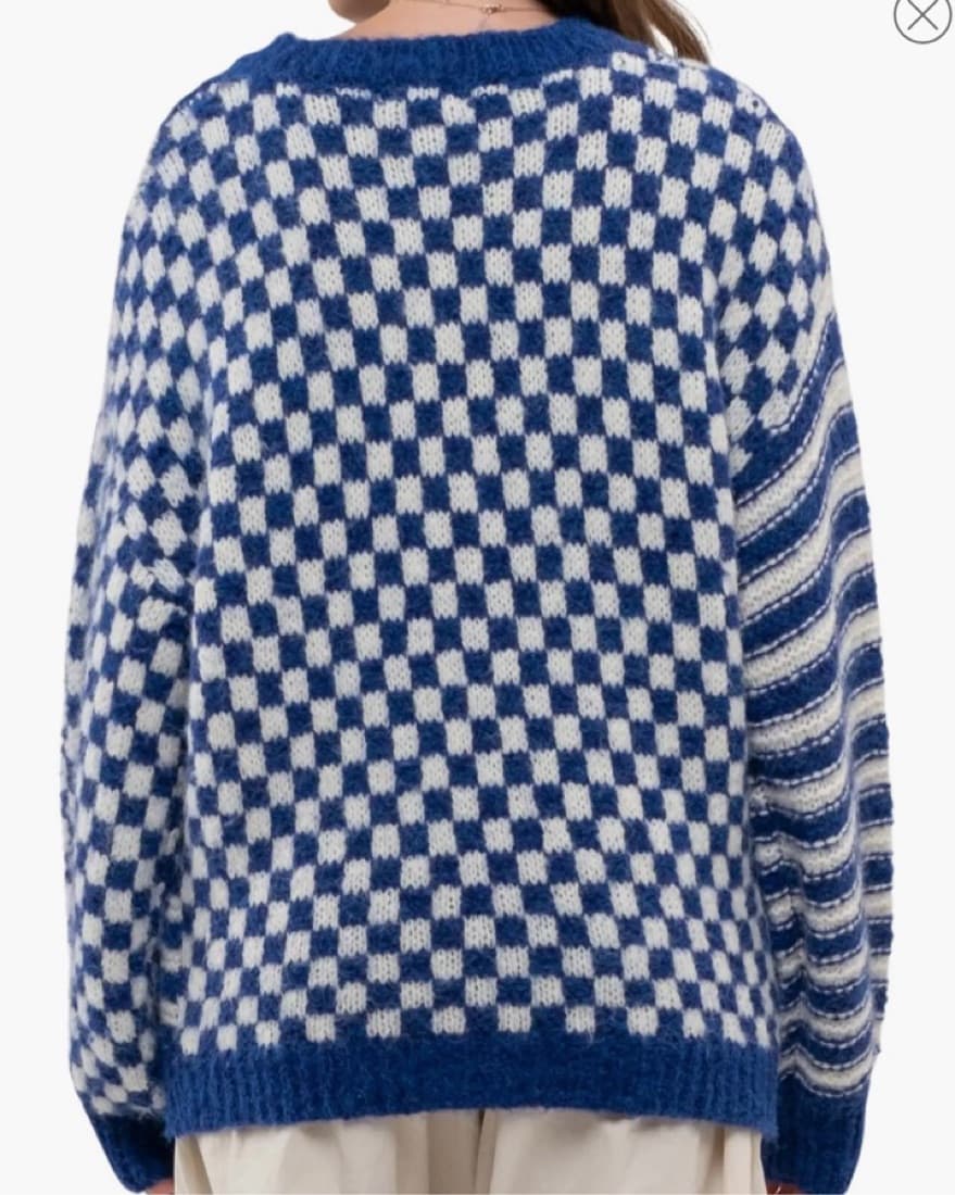 Nordstrom Cobalt Blue Checkered Sweater - Image 2
