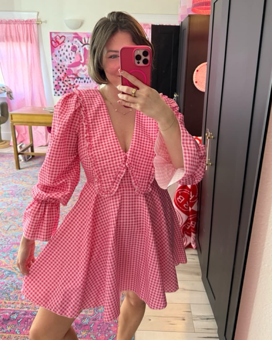 Pink Gingham Girly Dress - Image 2